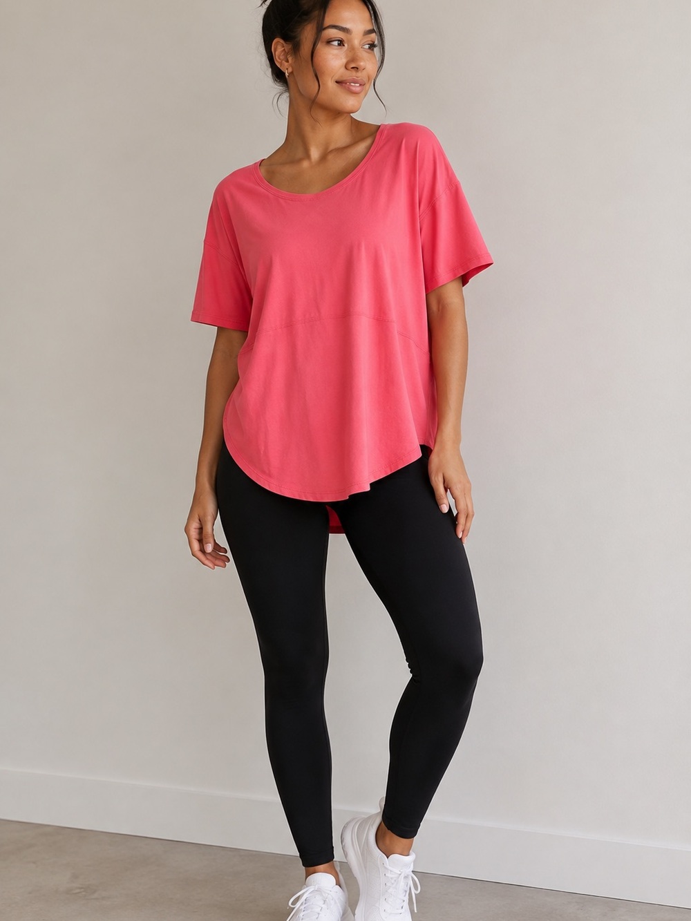 Lululemon Back in Action Short Sleeve Shirt Coral Pink Size 8 Pima Cotton